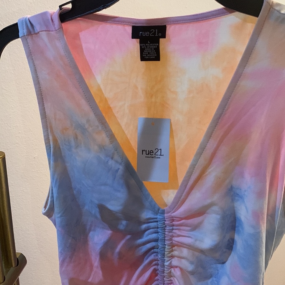 Pastel Tie Dye Ruched Front Mini Dress - Picture 4 of 8